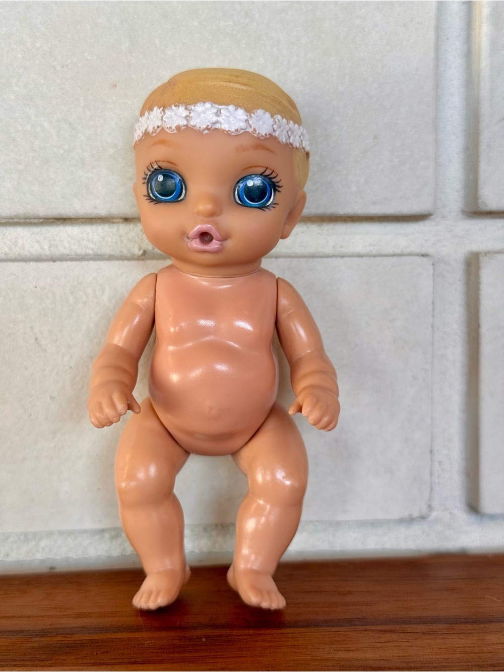 Zapf Creation Mini Baby Doll Figure * Blonde * Blue Eyes * Flower Headband